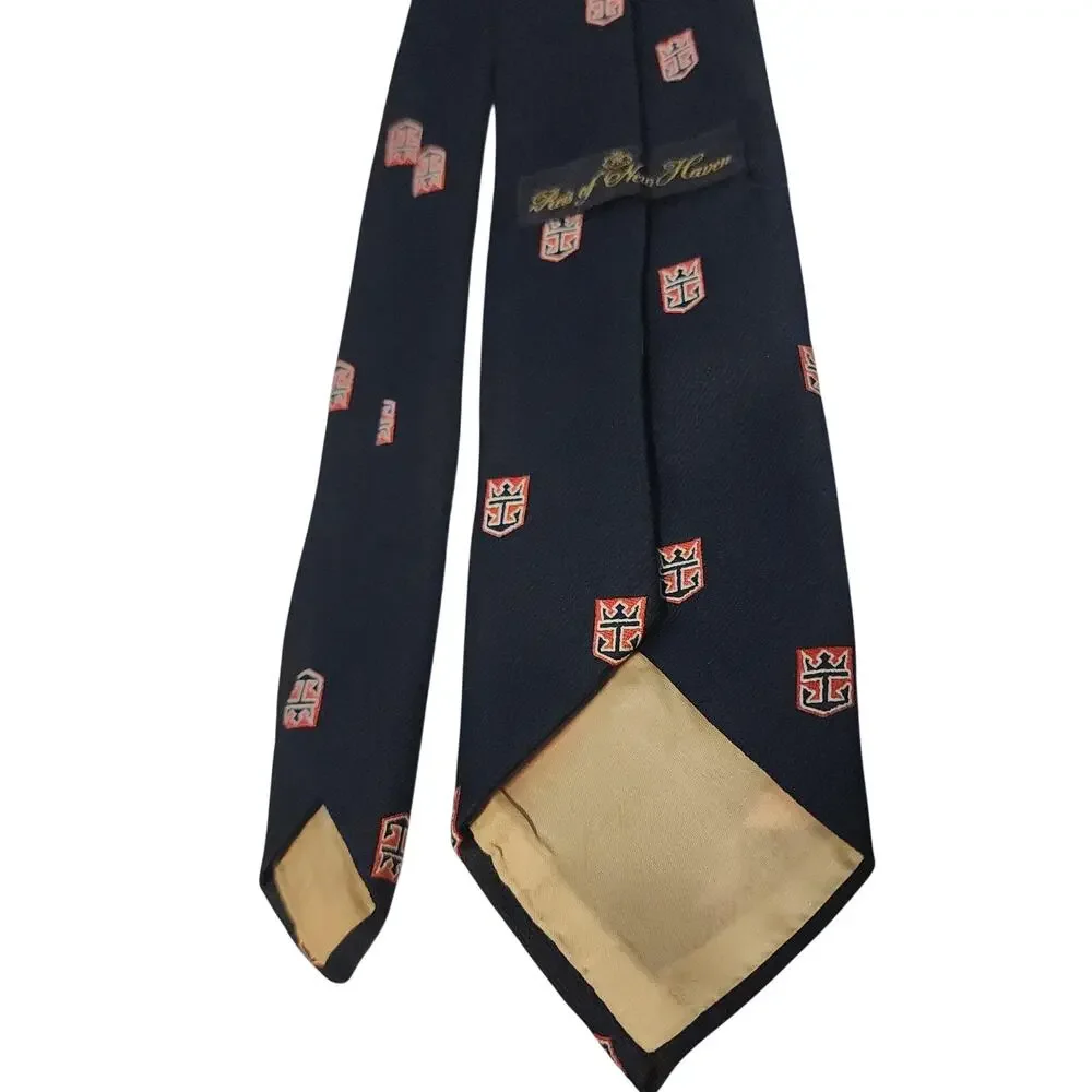 Reis Of New Haven Tie Mens Blue Logo Geometric Classic Necktie One Size